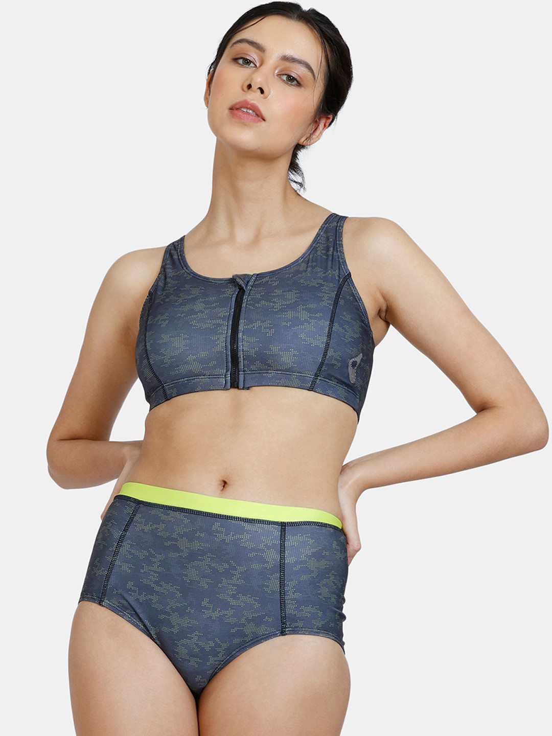 Zelocity by Zivame Women Black Printed Swimwear