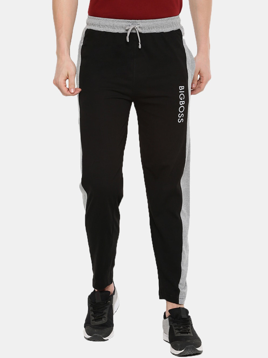 Dollar  Men Solid Contrast Cut and Sew Panelled Track Pant with One side Zipper Pocket