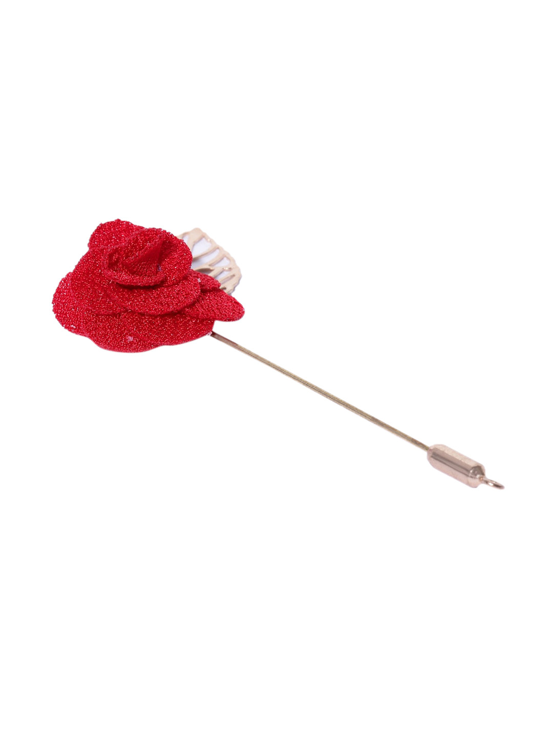 YouBella Women Red & Rose Gold-Toned Floral Leaf-Shaped Brooch