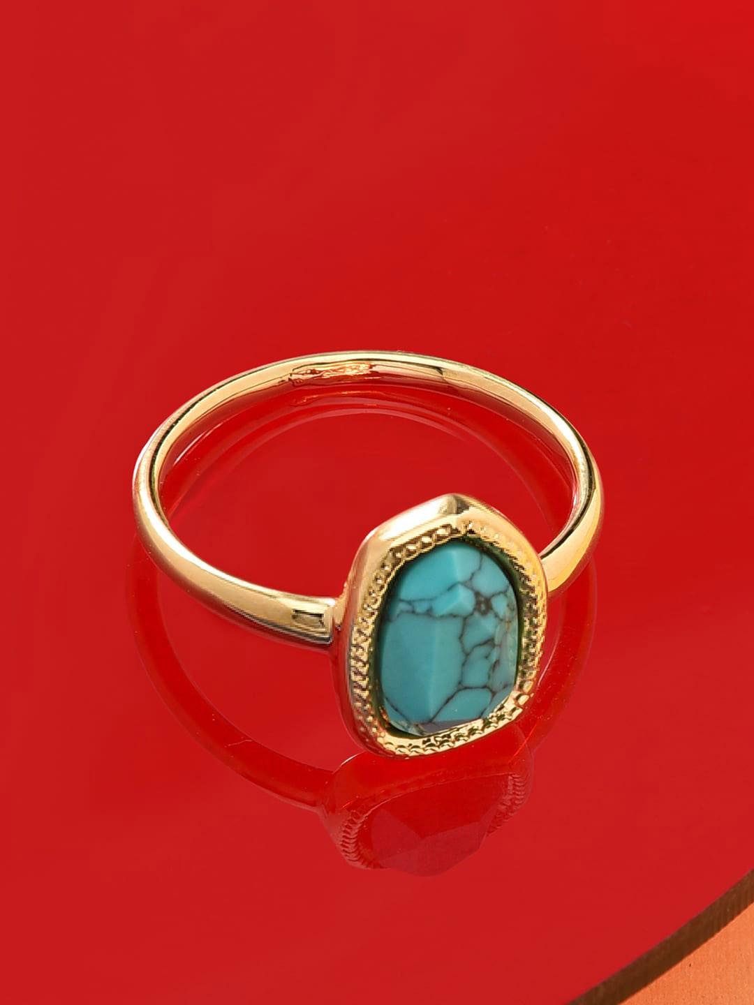 Accessorize Women Real Gold Plated Irregular Healing Stone Ring