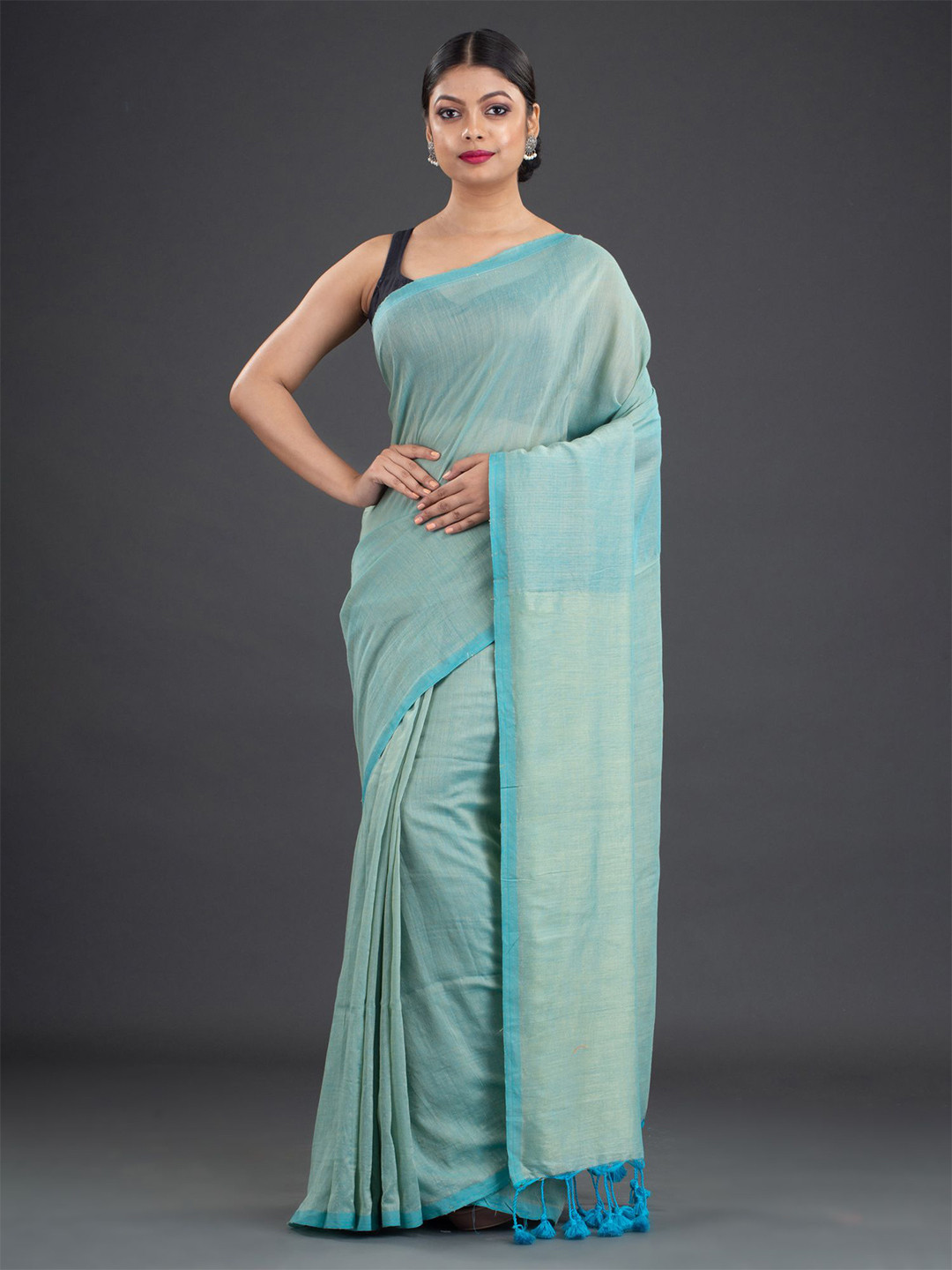 Arhi Women Sea Green Pure Cotton Saree