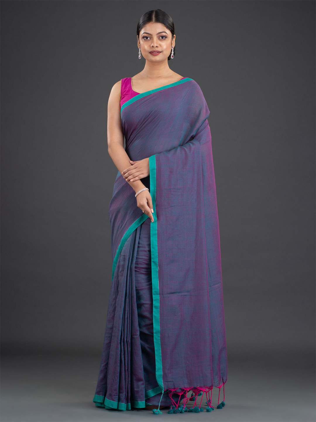 Arhi Mauve & Blue Pure Cotton Saree