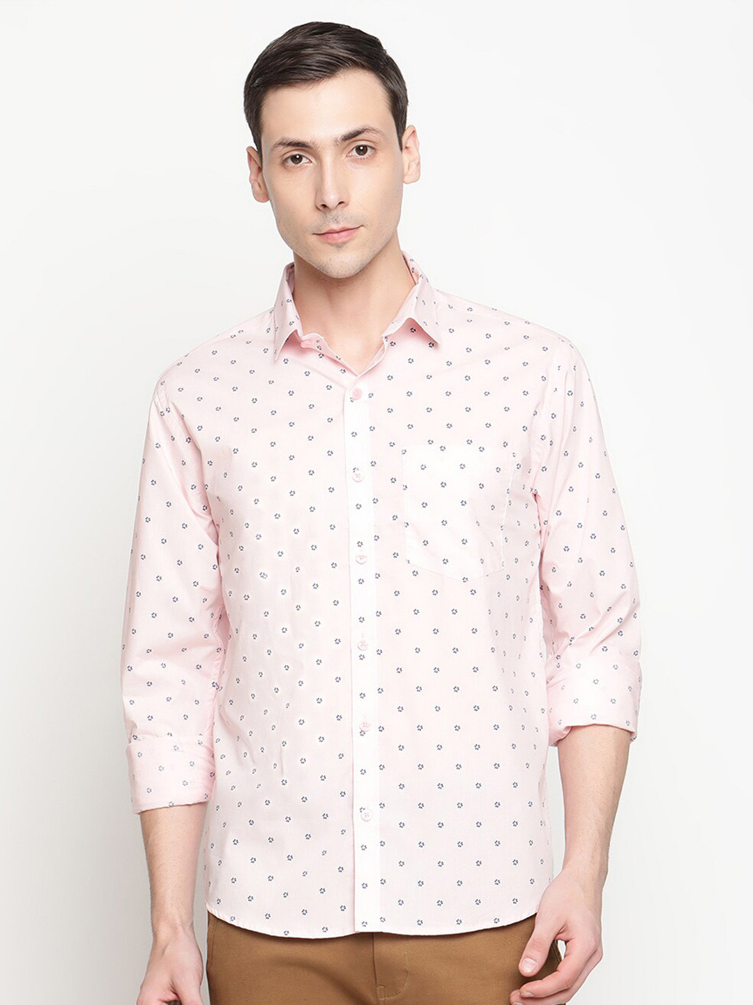 Copperline Men Rose Comfort Slim Fit Printed Cotton Casual Shirt