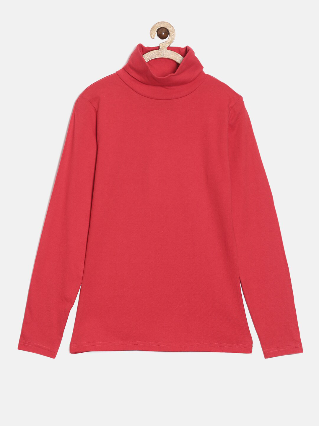 SEIYON Girls Red Turtle Neck T-shirt