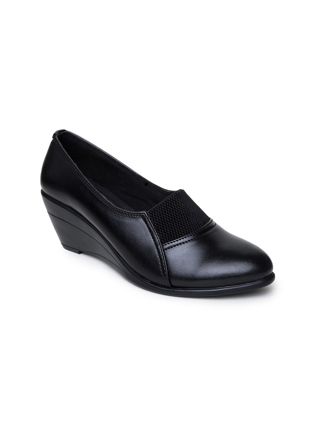 VALIOSAA Women Black Work Wedge Pumps