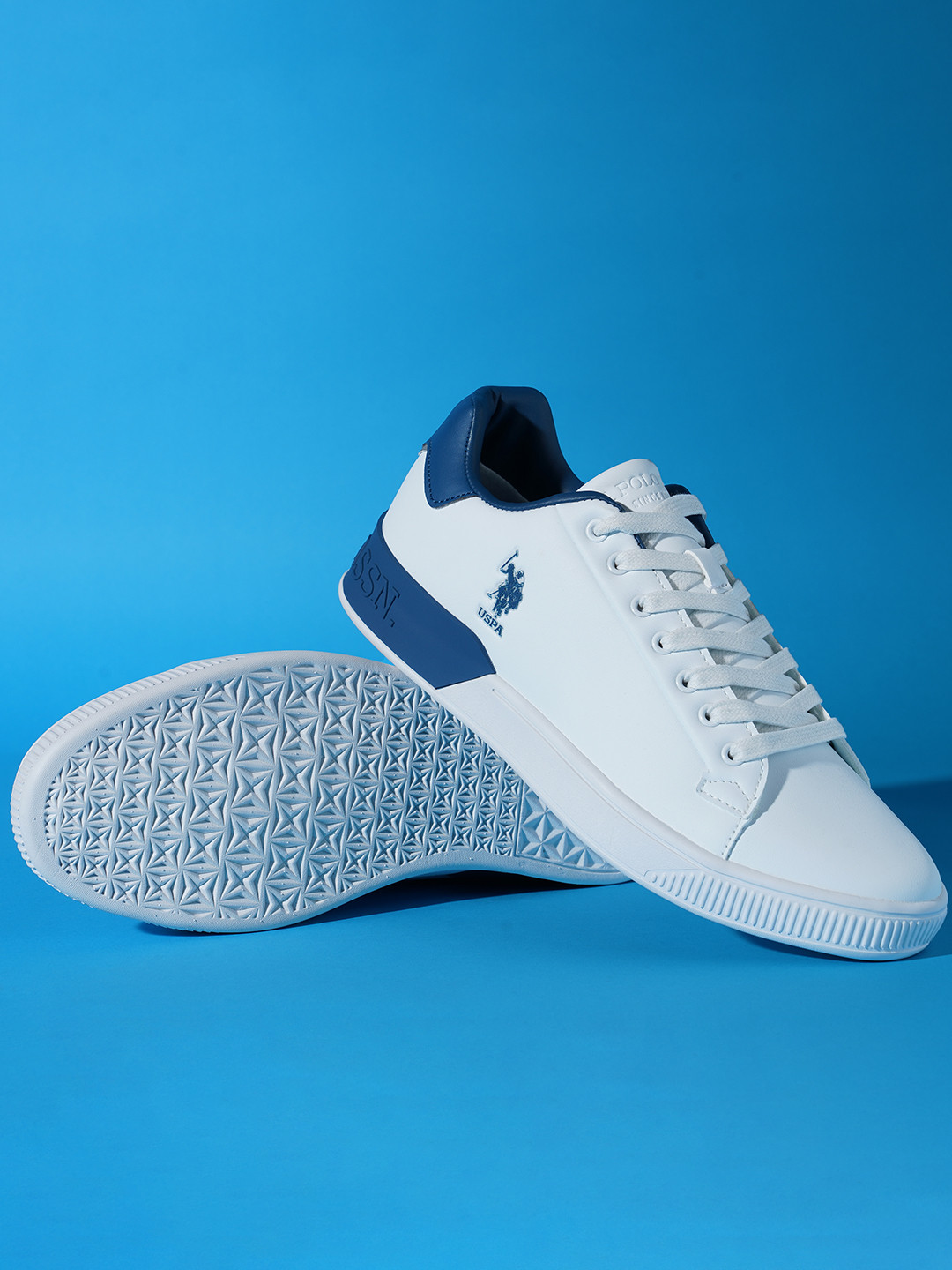U S Polo Assn Men Blue Colourblocked PU Sneakers