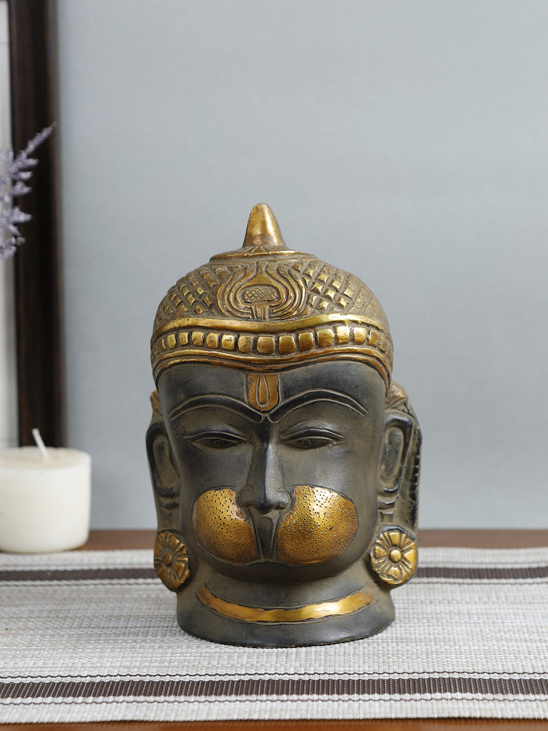 Imli Street Gold-Plated & Black Textured Hanuman Head Showpiece