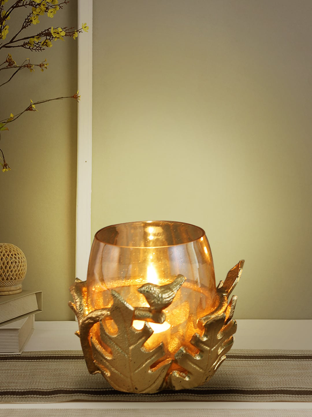 Aapno Rajasthan Gold-Toned Metal Candle Holder
