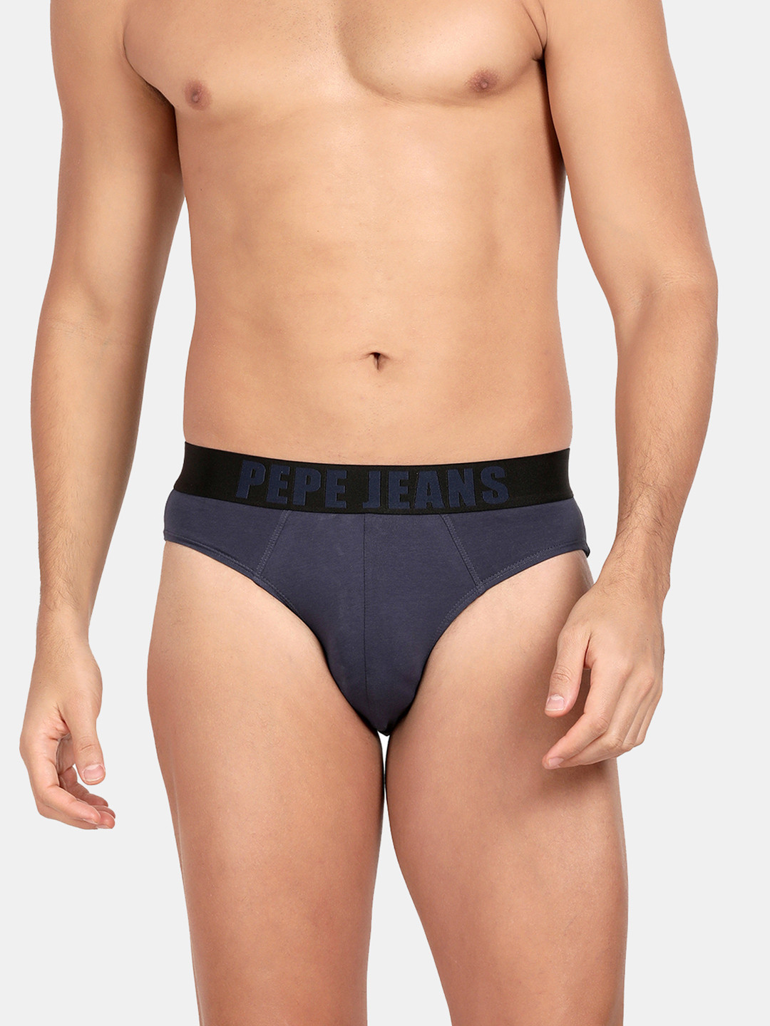 Pepe Jeans Men Navy Blue Solid Cotton Briefs OPB01NAVYXL