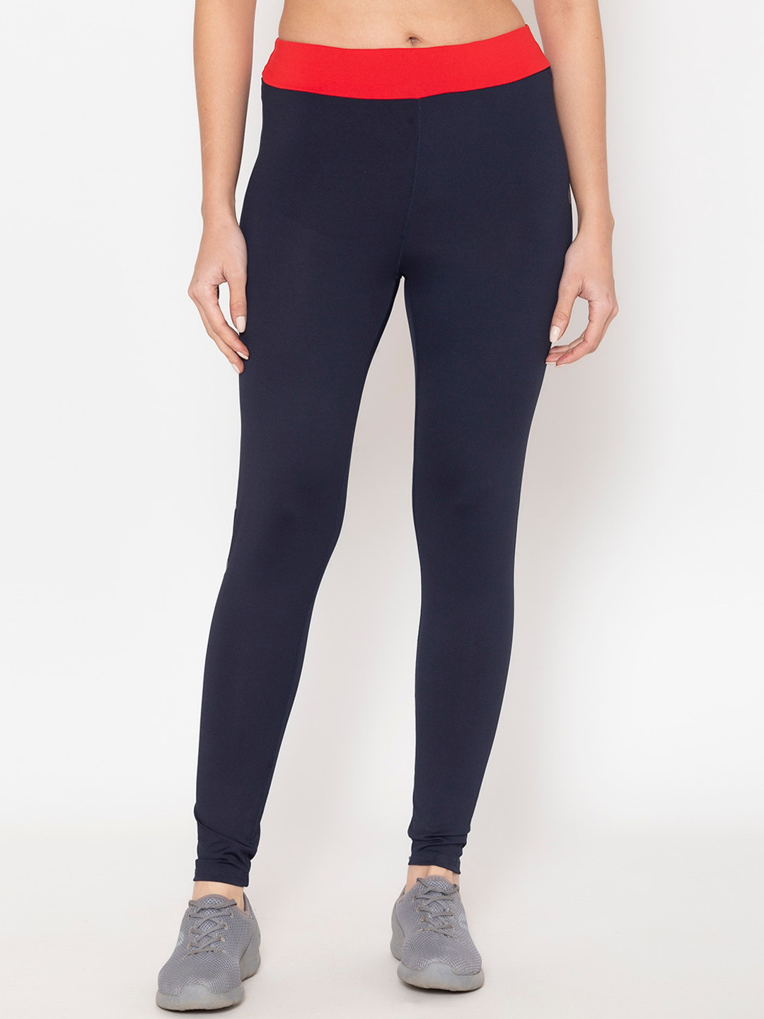 BODYACTIVE Women Navy Blue Solid Sports Jogger Track Pants