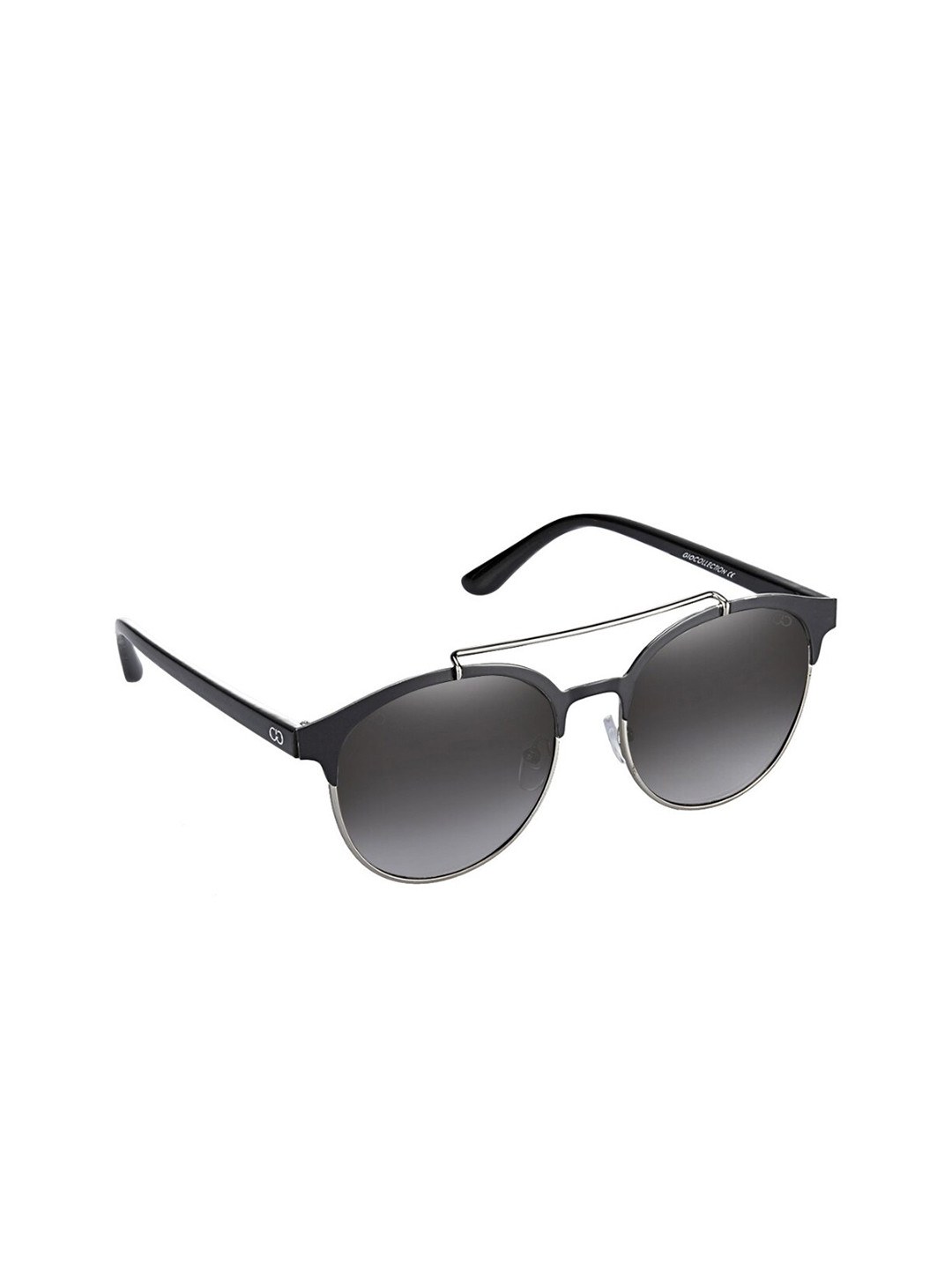 GIO COLLECTION Unisex Grey Lens & Black Round Sunglasses with UV Protected Lens G16149SLBK
