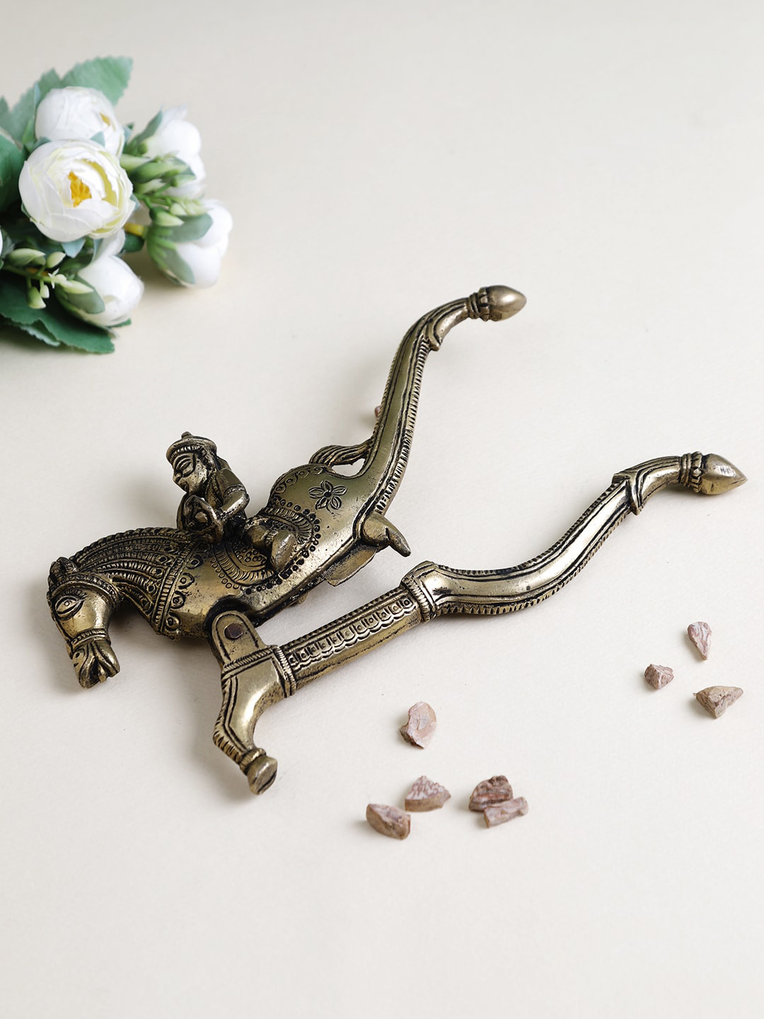 Imli Street Horse Nut Cutter Gold Brass Metallic Living Room Tiny Showpiece - 4.5 Inches