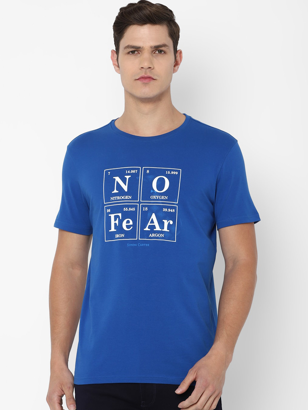 SIMON CARTER LONDON Men Blue Typography Printed T-shirt