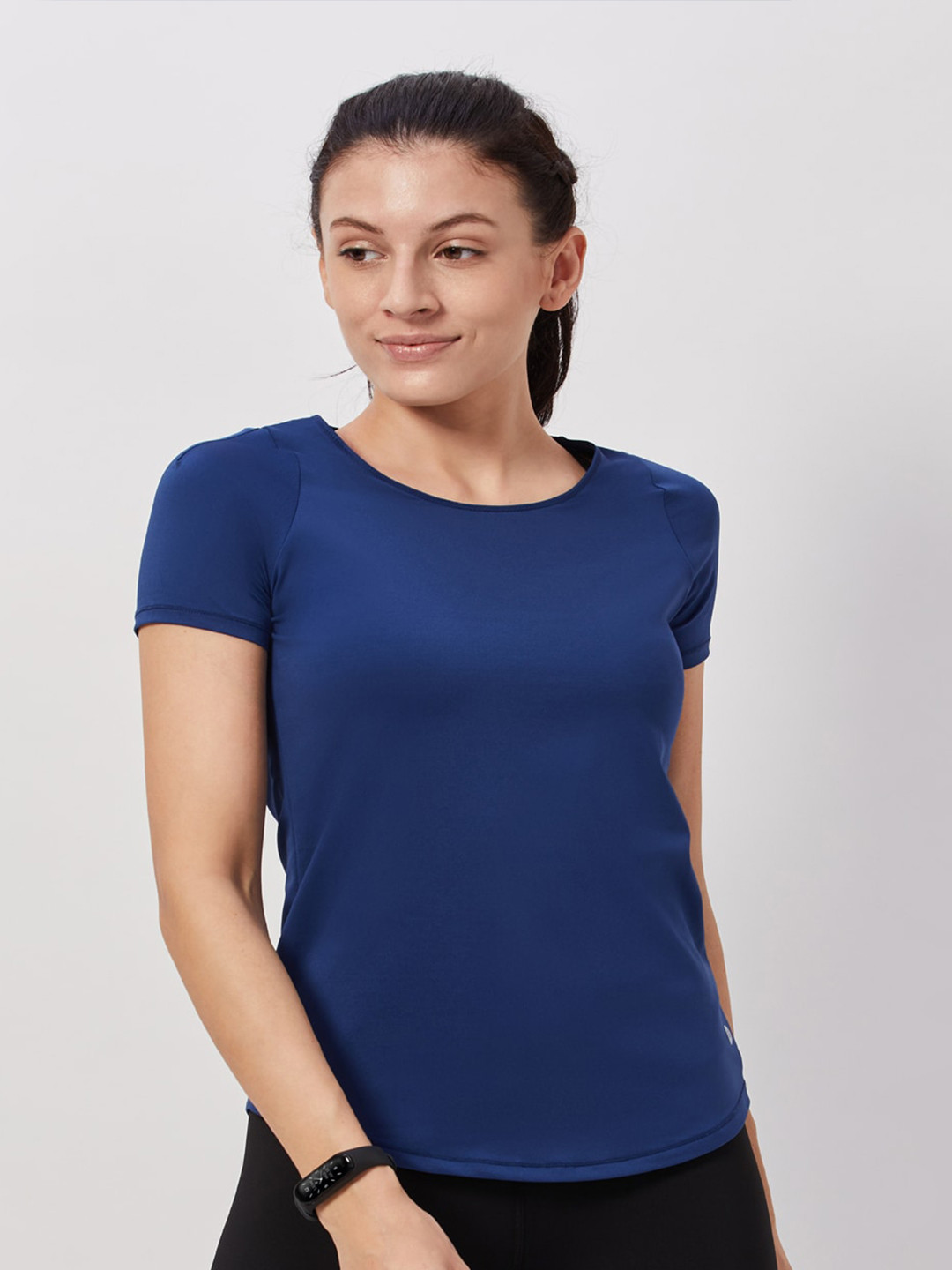 SEEQ Women Blue Moisture Wicking Training or Gym T-shirt