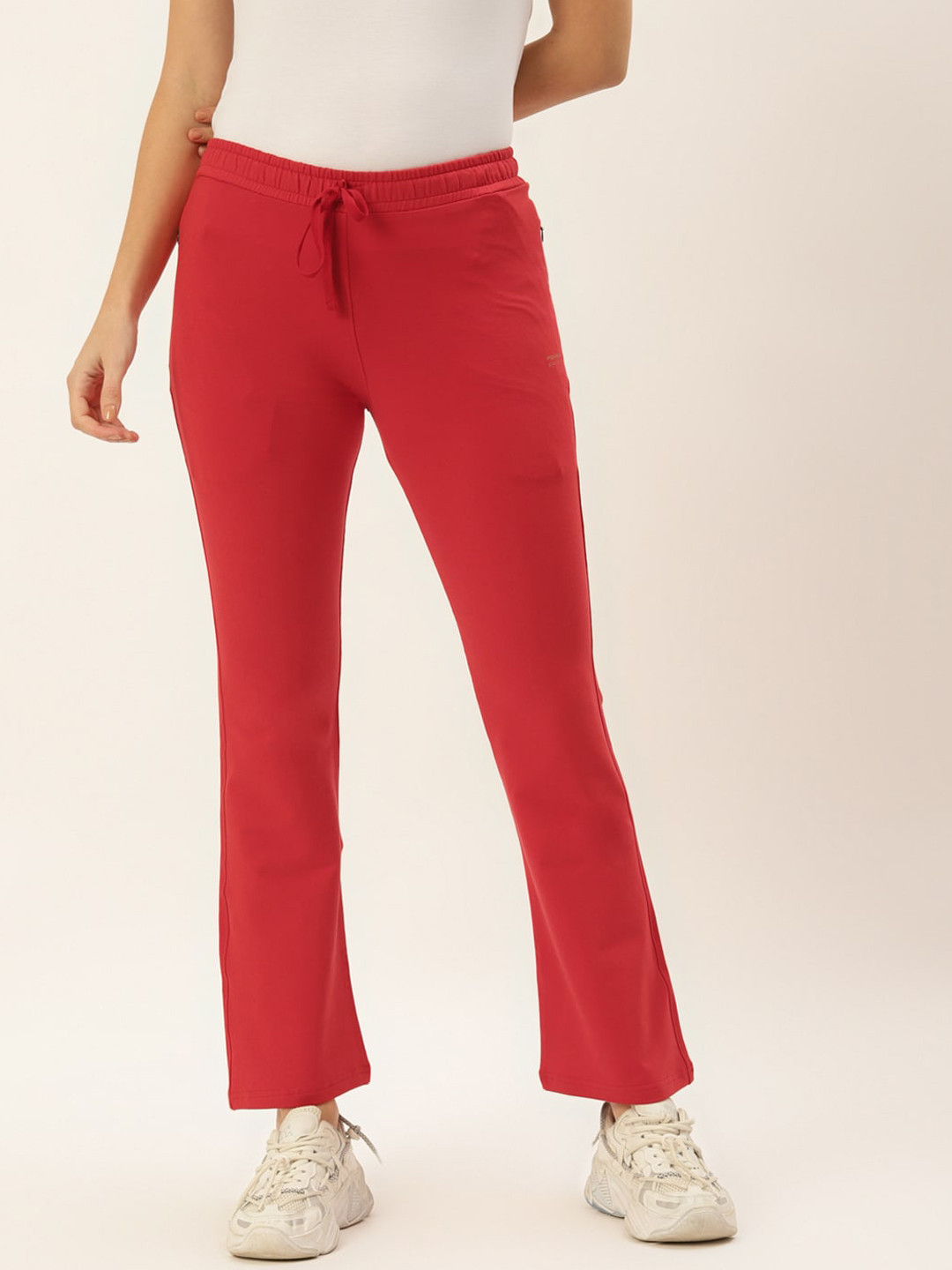FEMEA Women Red Solid Bootcut Fit Track Pants