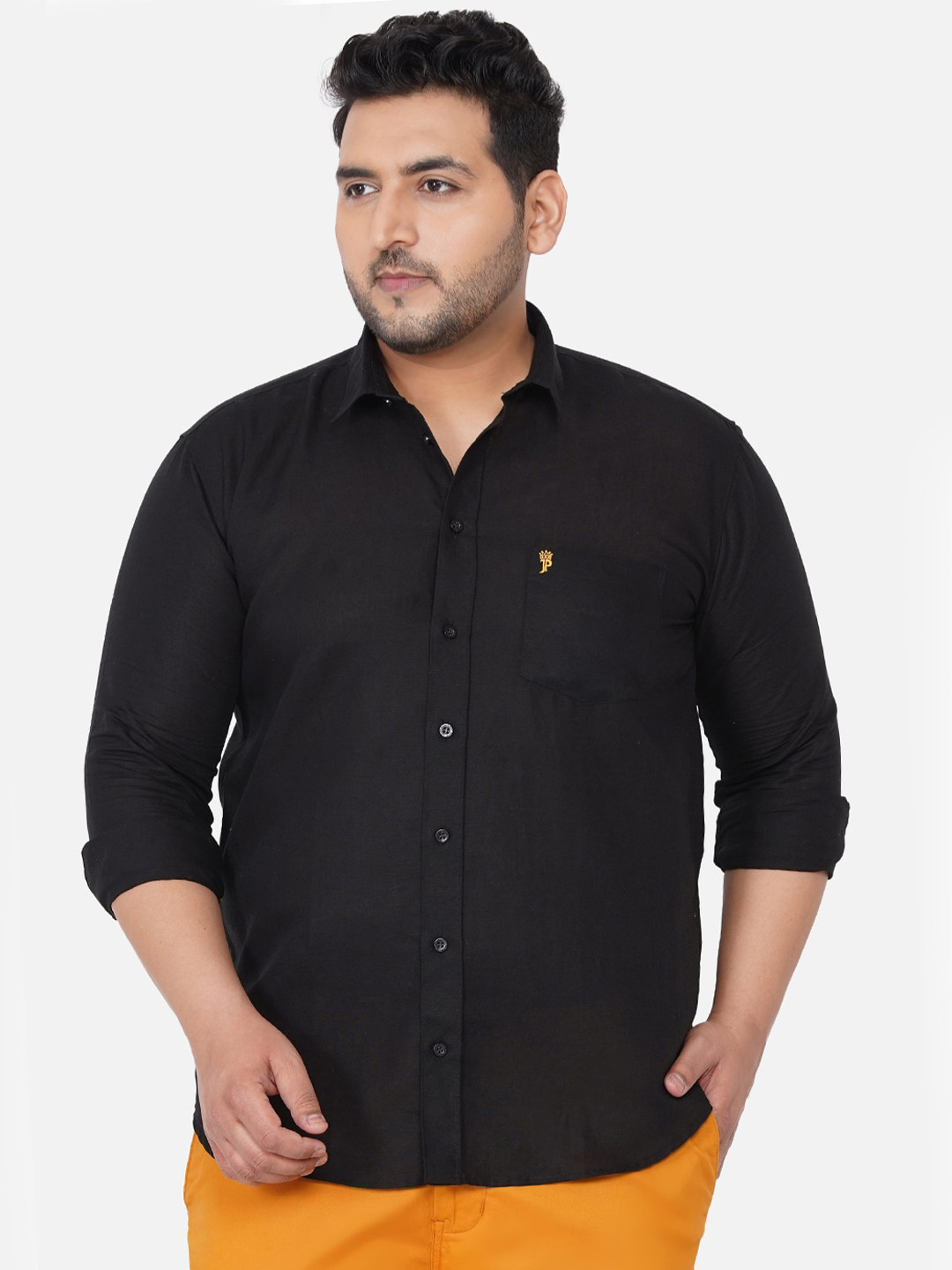 John Pride Plus Size Men Black Casual Shirt