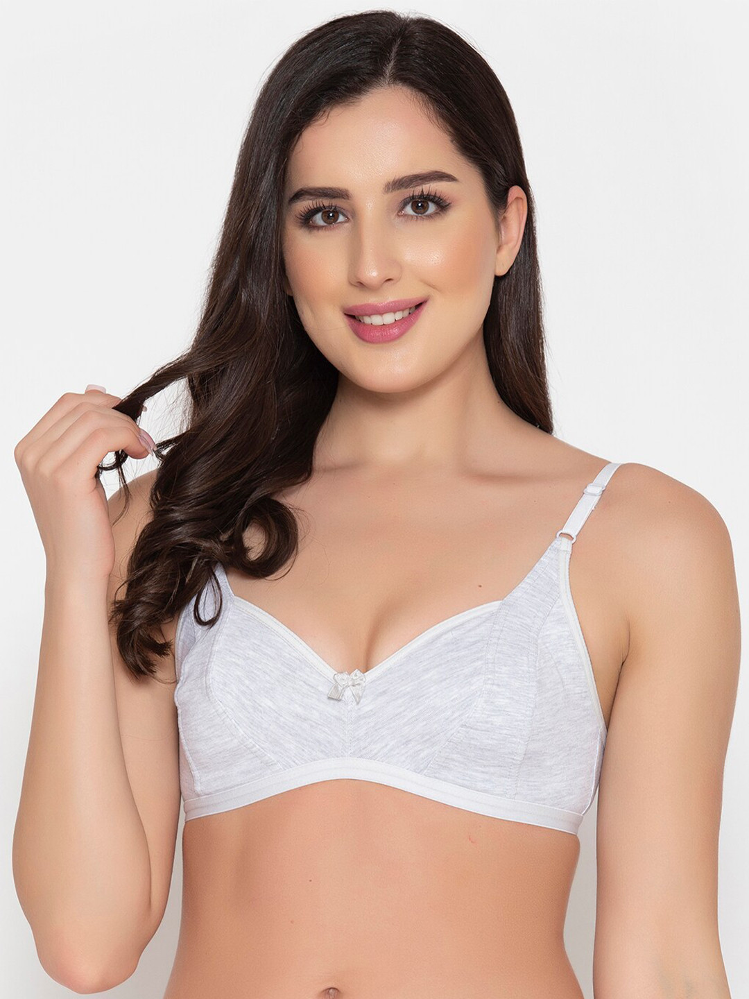 Clovia Grey Cotton Bra - Non-Padded Non-Wired Full Cup