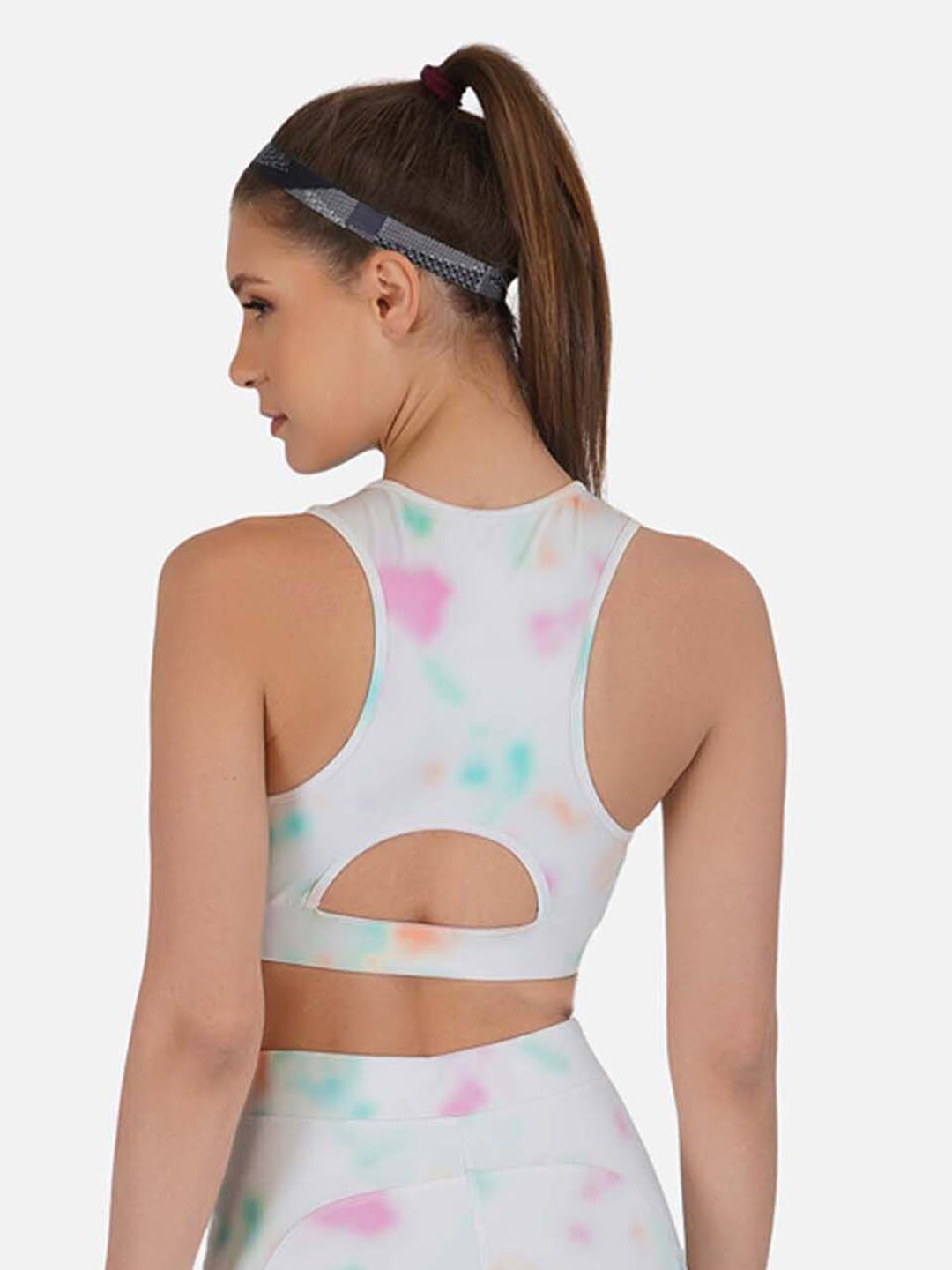 IMPERATIVE White & Pink Printed Sports Bra
