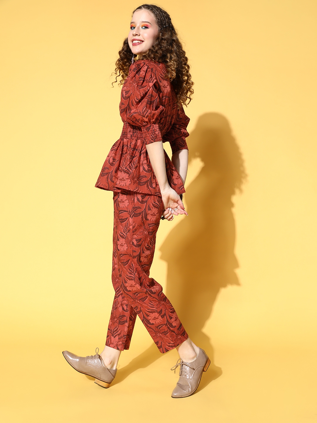 Anayna Women Maroon Printed Top With Trousers - Co Ords for Women 17724428 | Myntra