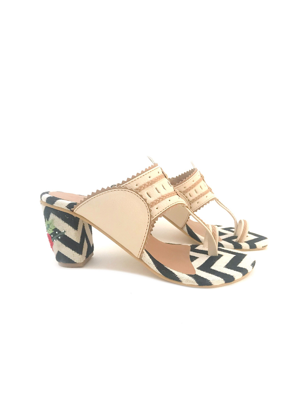 Sole House Multicoloured Embellished PU Block Sandals
