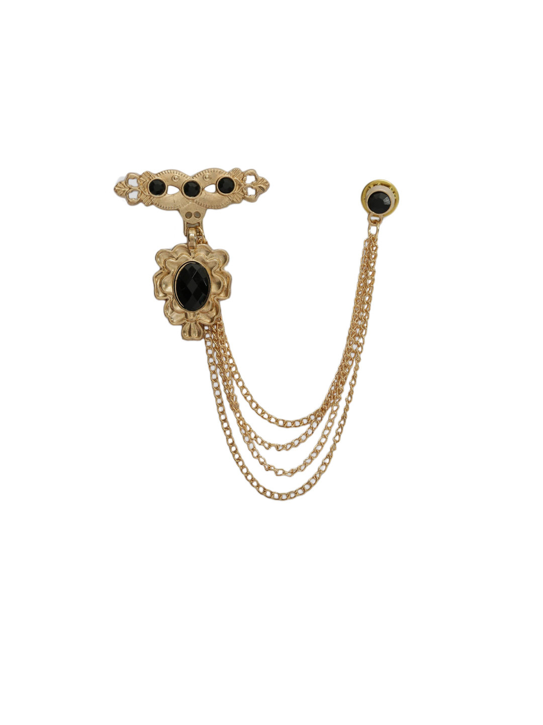 Hashburys Men Gold-Toned & Black Vintage Chain Brooch