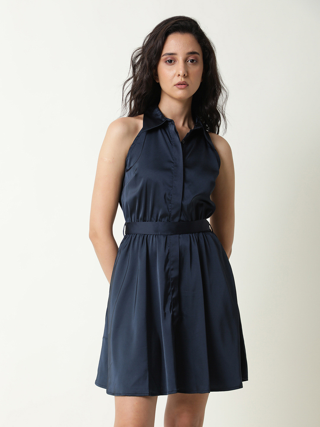 RAREISM Navy Blue Shirt Dress