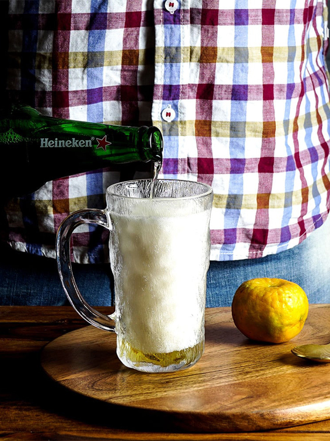 THE ARTMENT Transparent Set of 4 Minimal Frosted Beer Mug