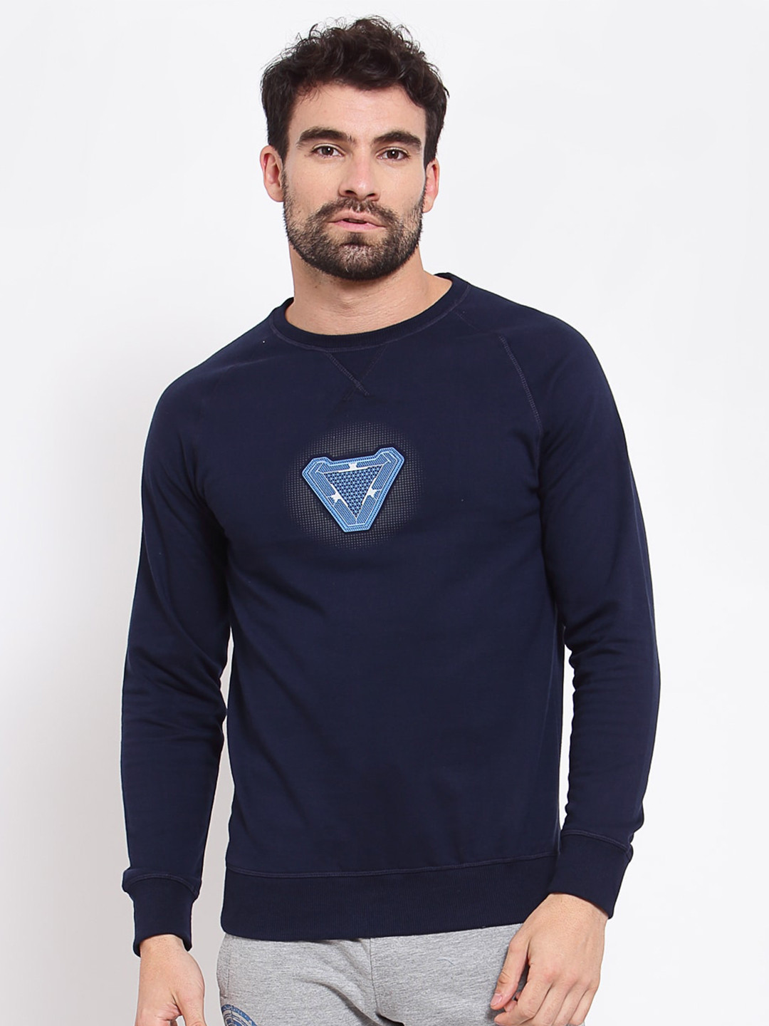 SPORTO Men Navy Blue Printed Sweatshirt