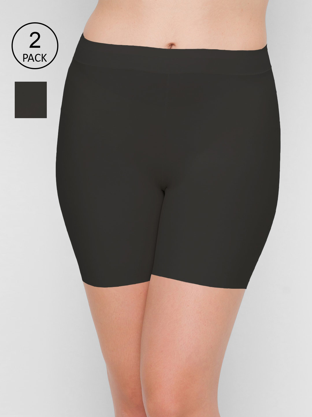 FashionRack Women Black Pack of 2 Seamless Boy Shorts 0615_BB-Black