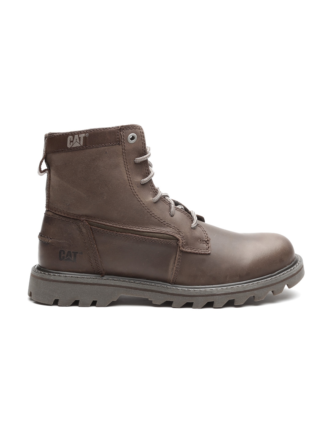 CAT Men Brown High Top Leather Flat Boots