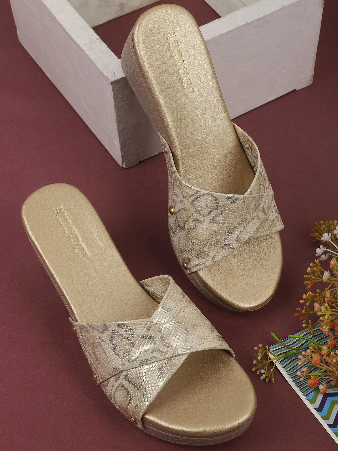 ICONICS Gold Wedge Sandals