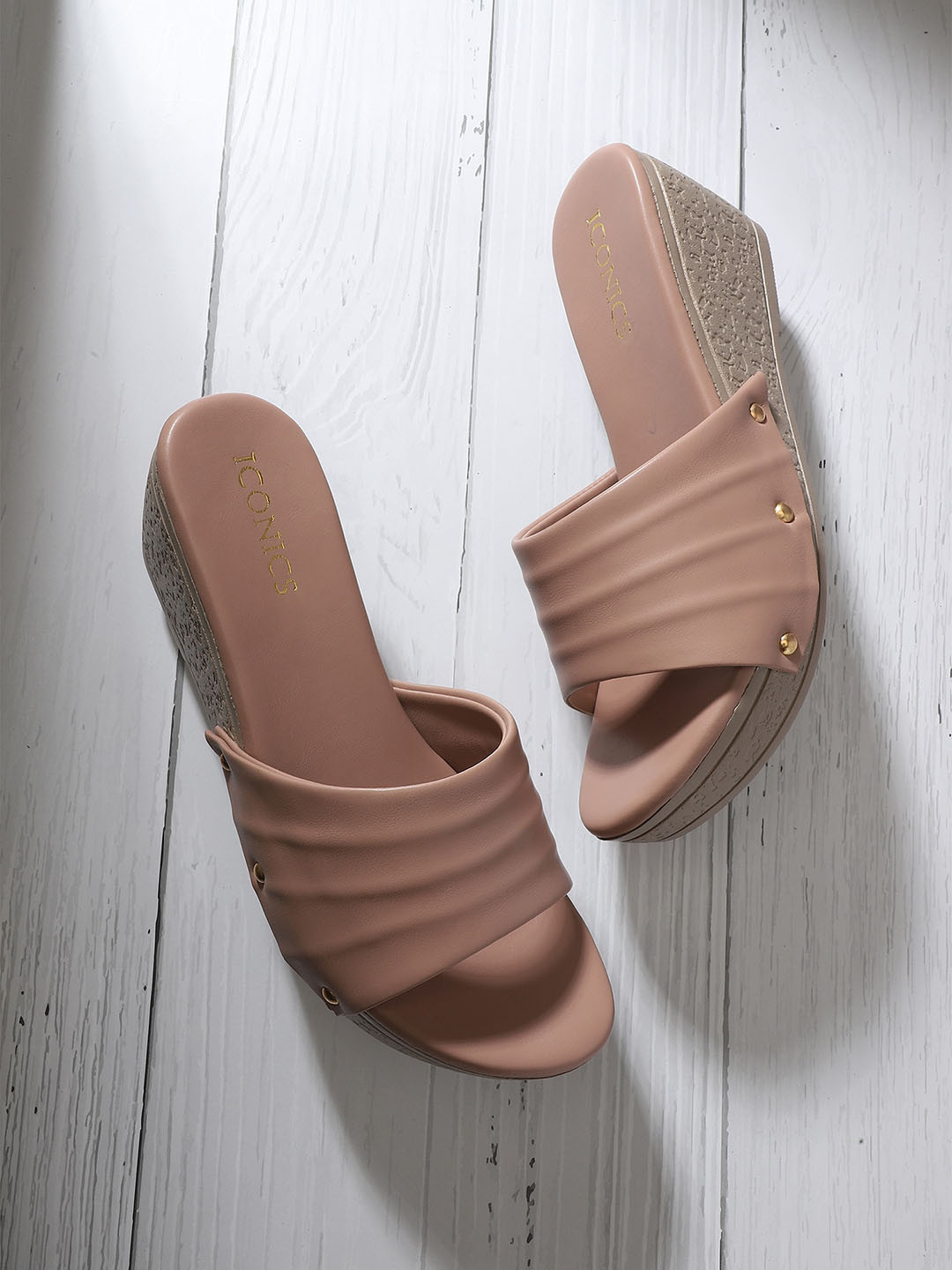 ICONICS Rose Solid Open Toe Wedges
