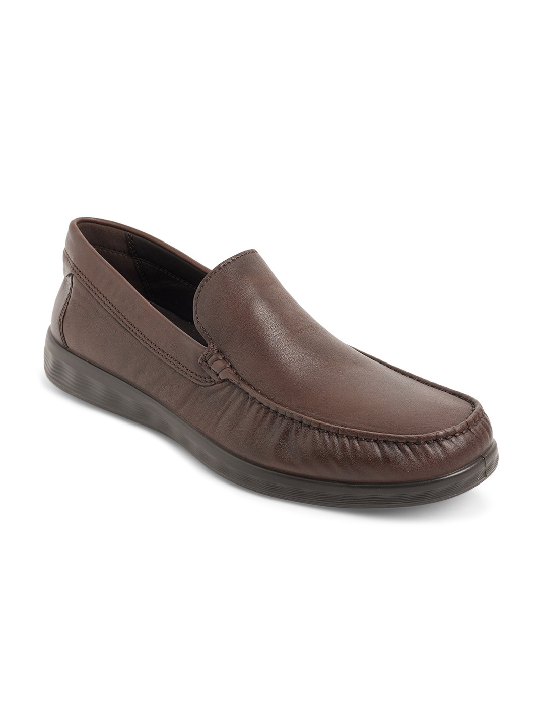 ECCO Mens Relaxed American Cocoa Brown Leather Extra Wide Moccasins