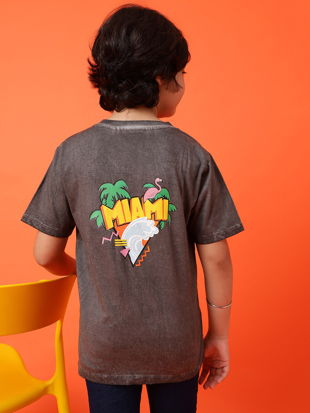 TALES & STORIES Boys Charcoal Tropical Applique T-shirt