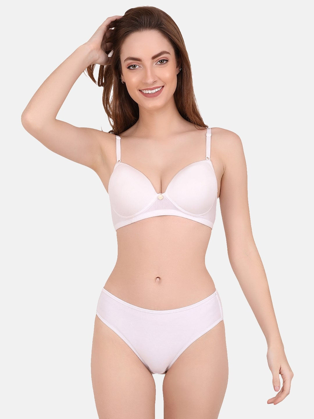 CURWISH Women White Solid Lingerie Set MTSW002