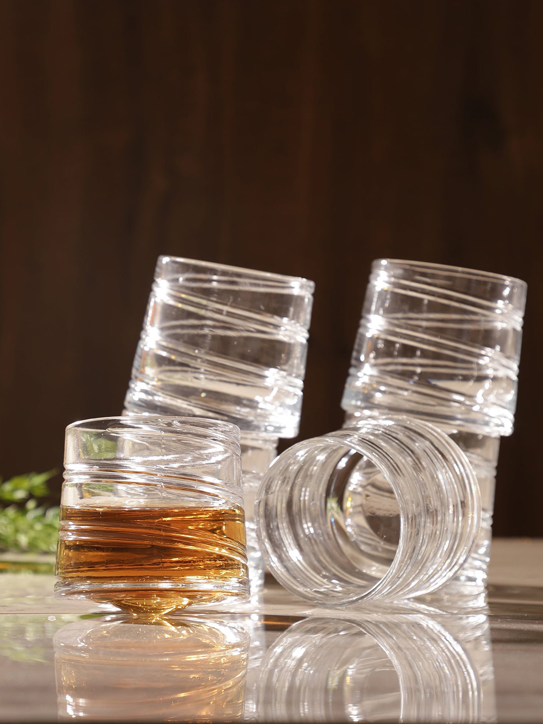 The Decor Mart Set Of 6 Transparent Textured Whiskey Glasses