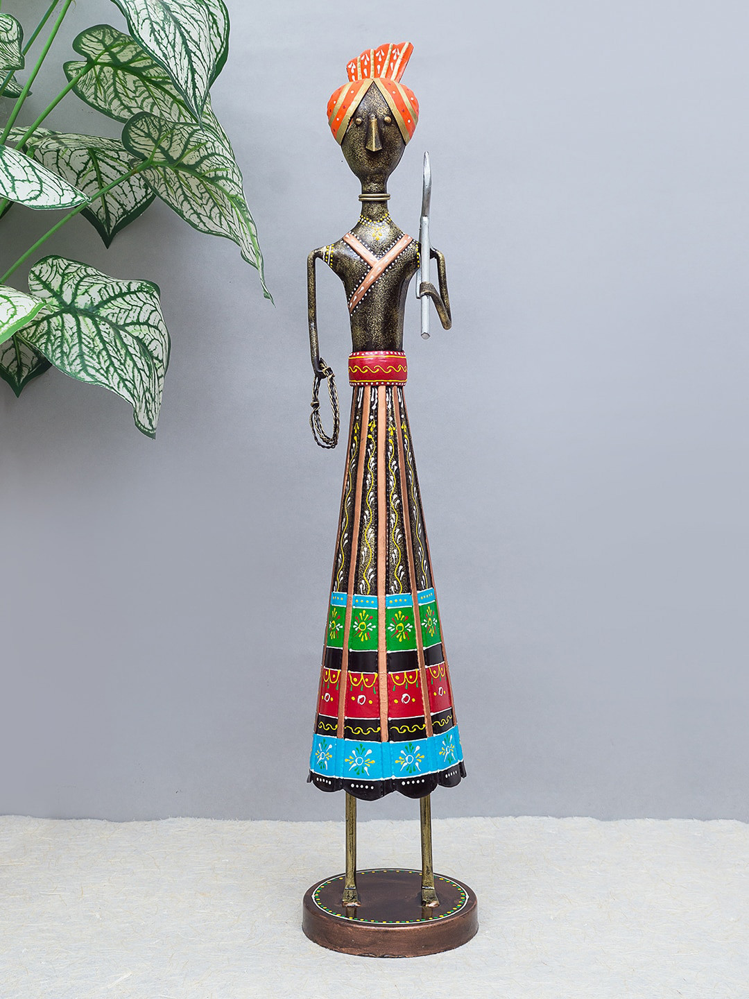 Golden Peacock Multicoloured Iron Metallic Living Room Hand-Crafted Large Showpiece - 25.6 Inches