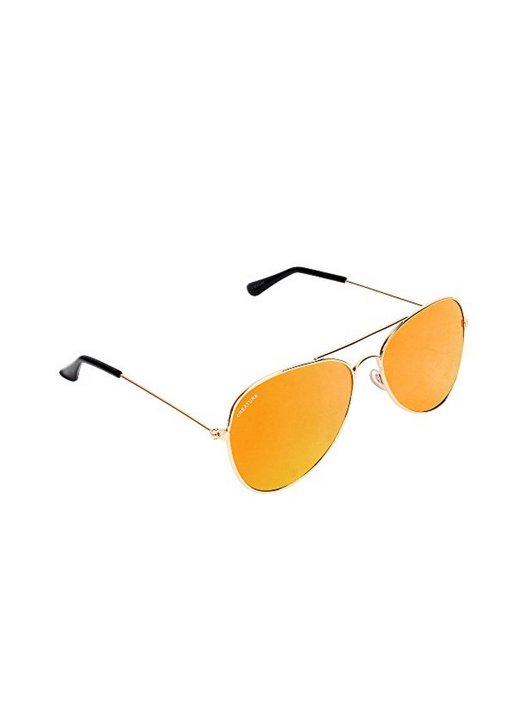 Creature Unisex Yellow Lens & Gold-Toned Aviator Sunglasses with UV Protected Lens SUN-048