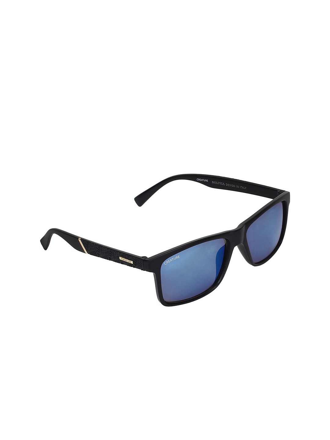 Creature Unisex Blue Lens & Black Wayfarer Sunglasses with UV Protected Lens - LIVIA-004