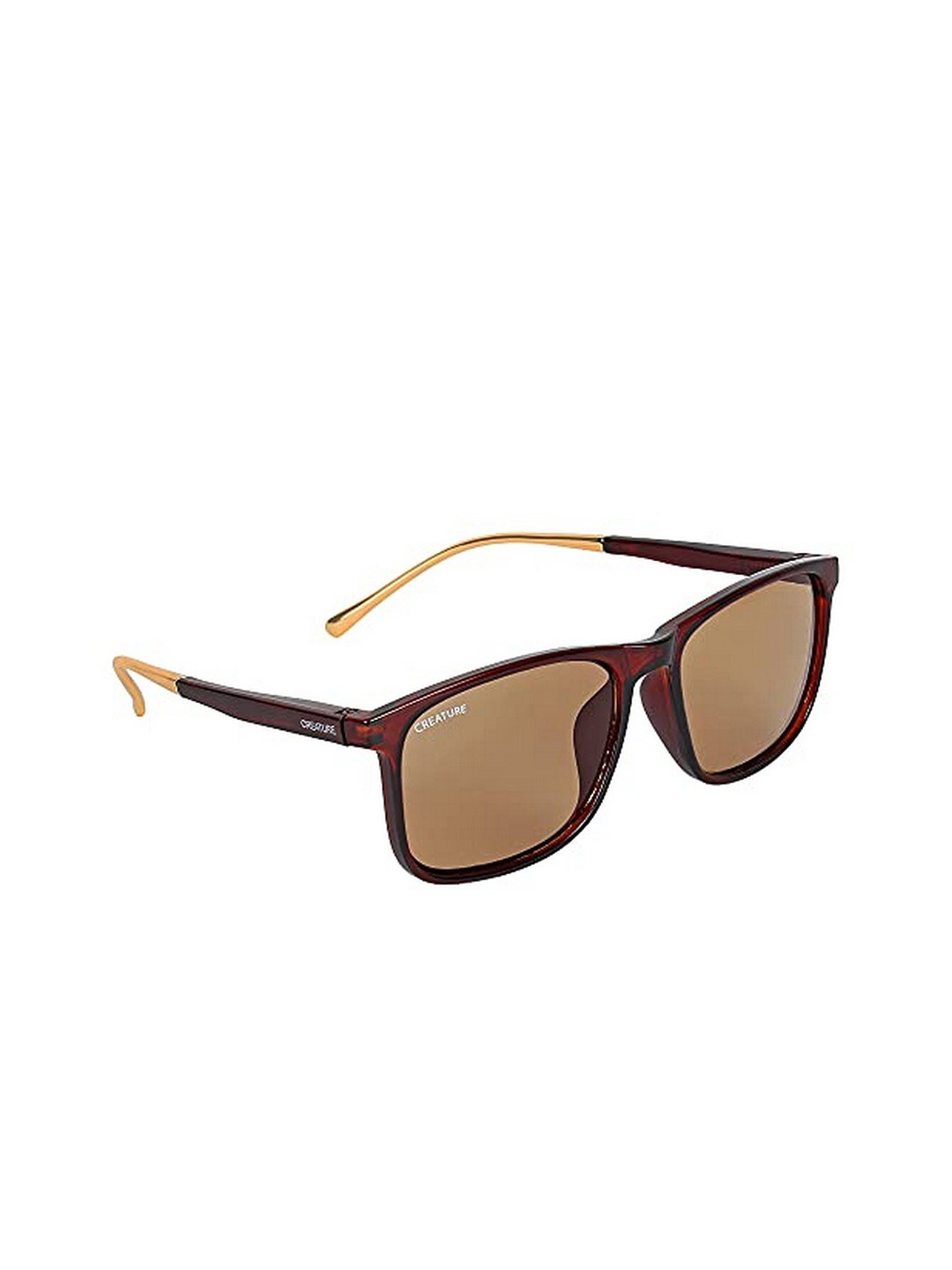 Creature Unisex Brown Lens & Brown Rectangle Sunglasses with UV Protected Lens