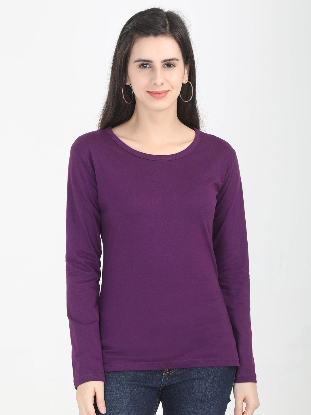 Fleximaa Women Purple Cotton T-shirt