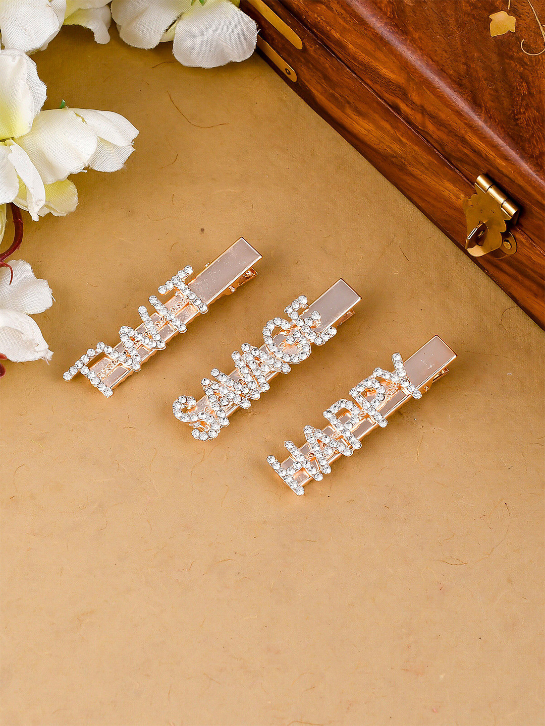 Silvermerc Designs Girls Rose Gold Set of 3 Alligator Hair Clips