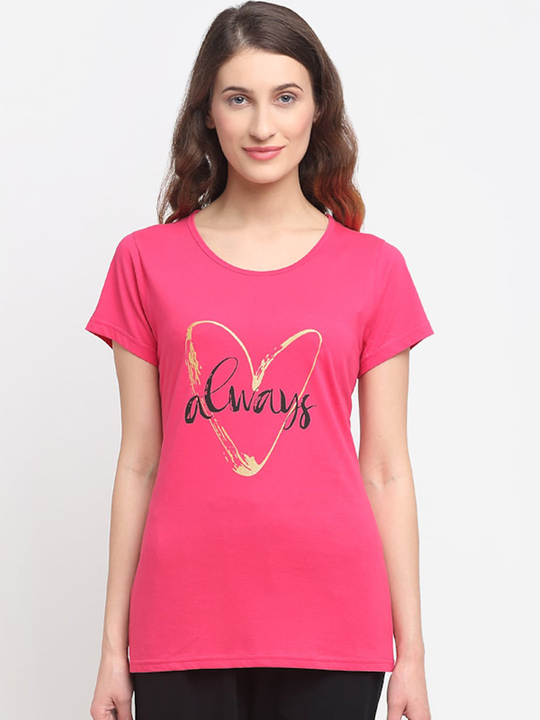 Kanvin Women Pink Solid Lounge Tshirt