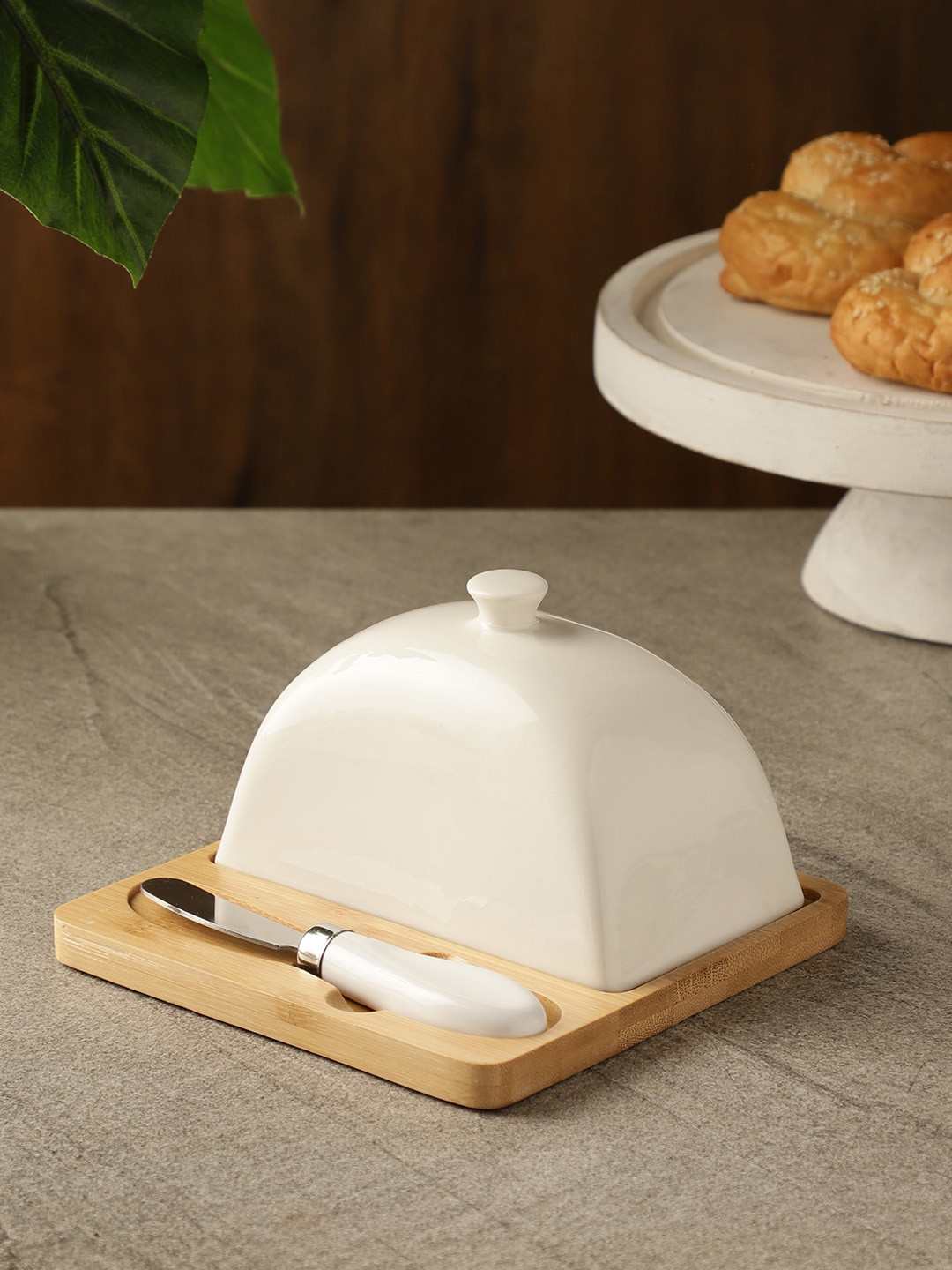 The Decor Mart White & Brown Solid Butter Box Set