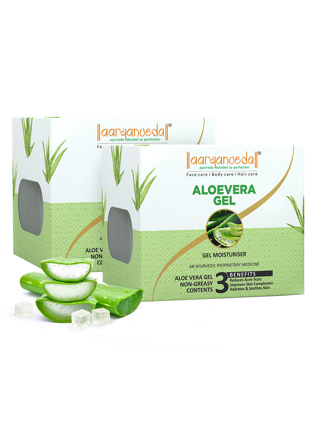 Aryanveda Set of 2 Aloevera Skin Hydration & Healthy Scalp Gel for Face & Body - 100g each