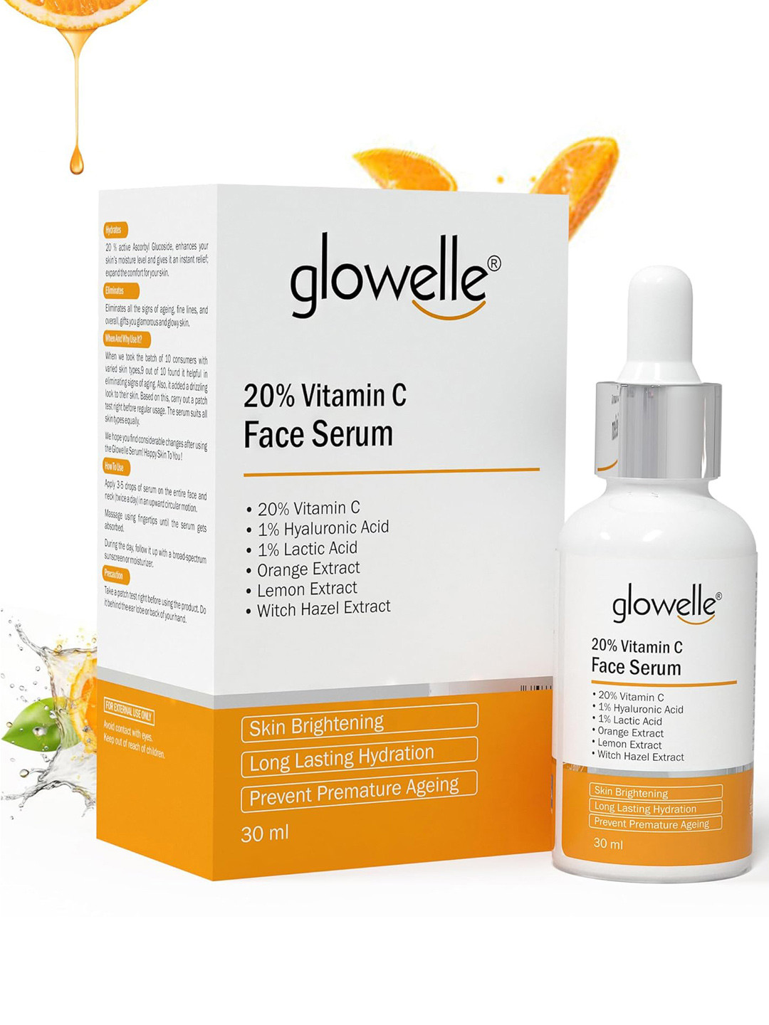 Aryanveda Glowelle Vitamin C Face Serum With Orange & Witch Hazel For Brighter Skin - 30ml