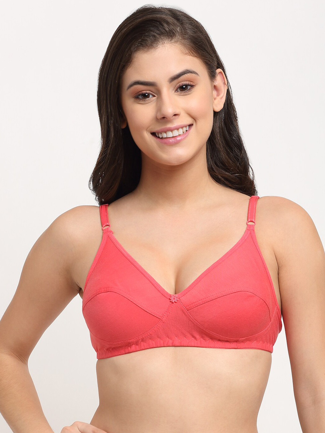 Friskers Orange Non Padded Non Wired Balconette Bra