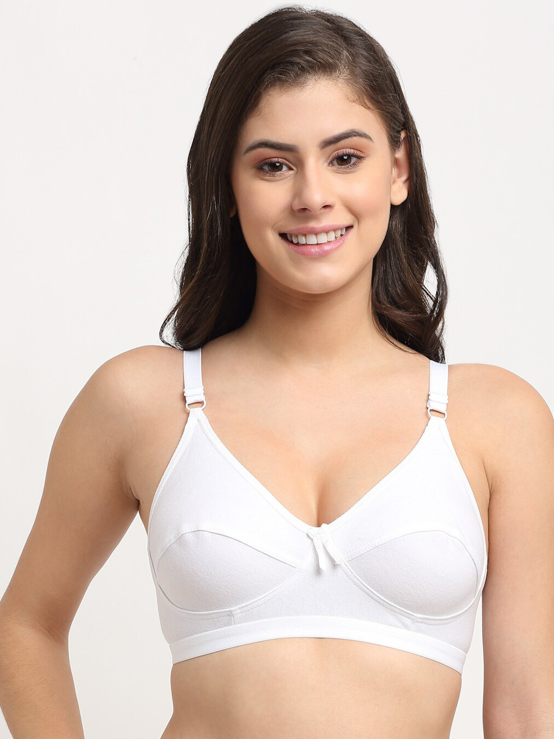 Friskers White Non Padded & Non Wired Solid Bra