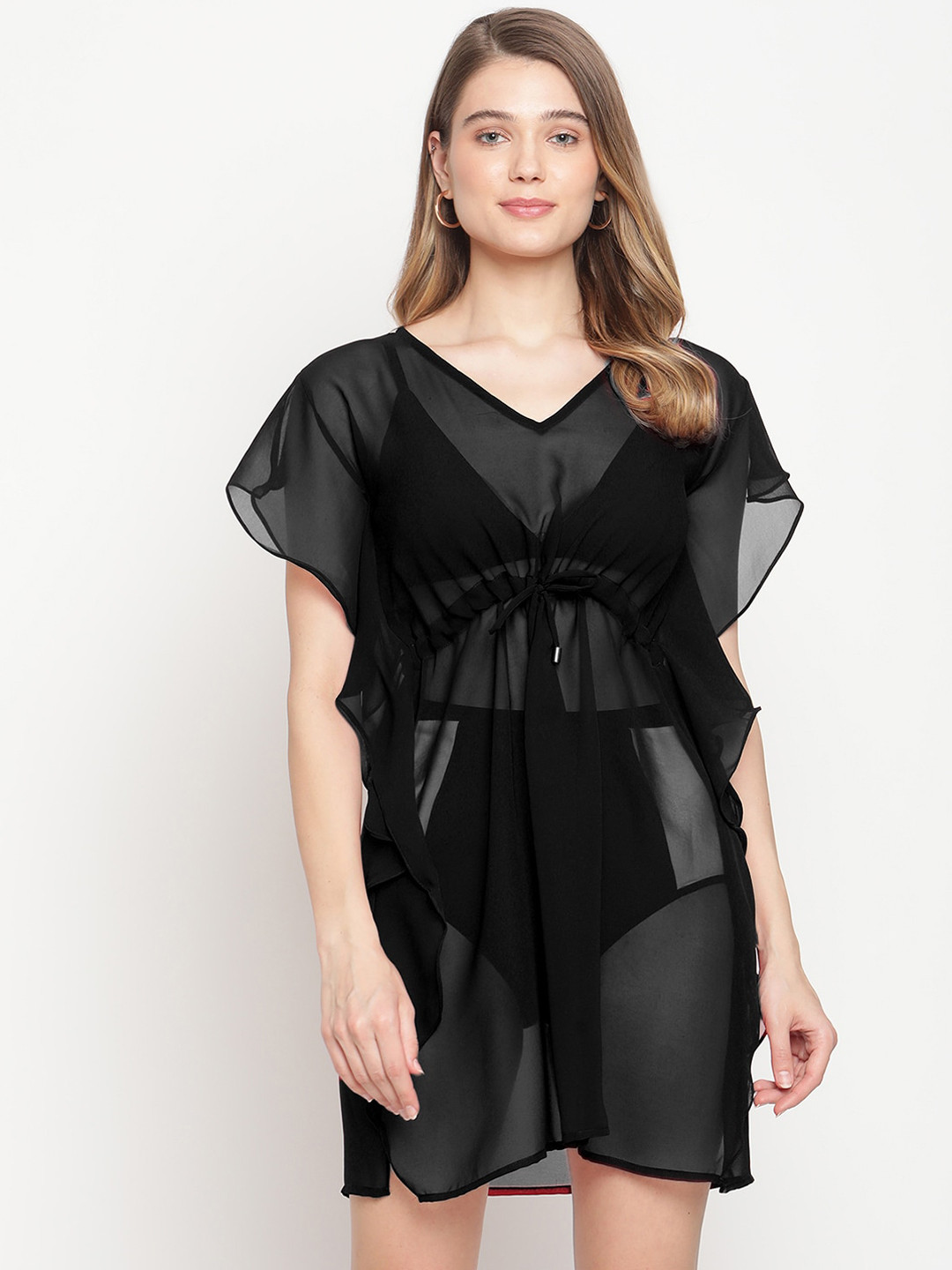 Aoba Women Black Beachwear Cover-up Kaftan Dress