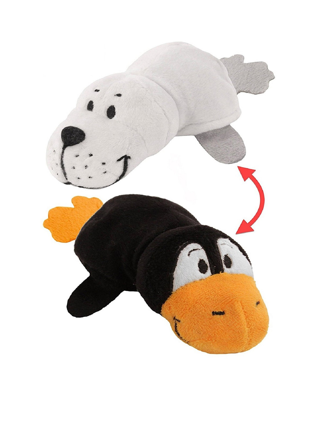 SKYLOFTS White & Black Penguin & Dog 2 in1 Transforming Stuffed Animal